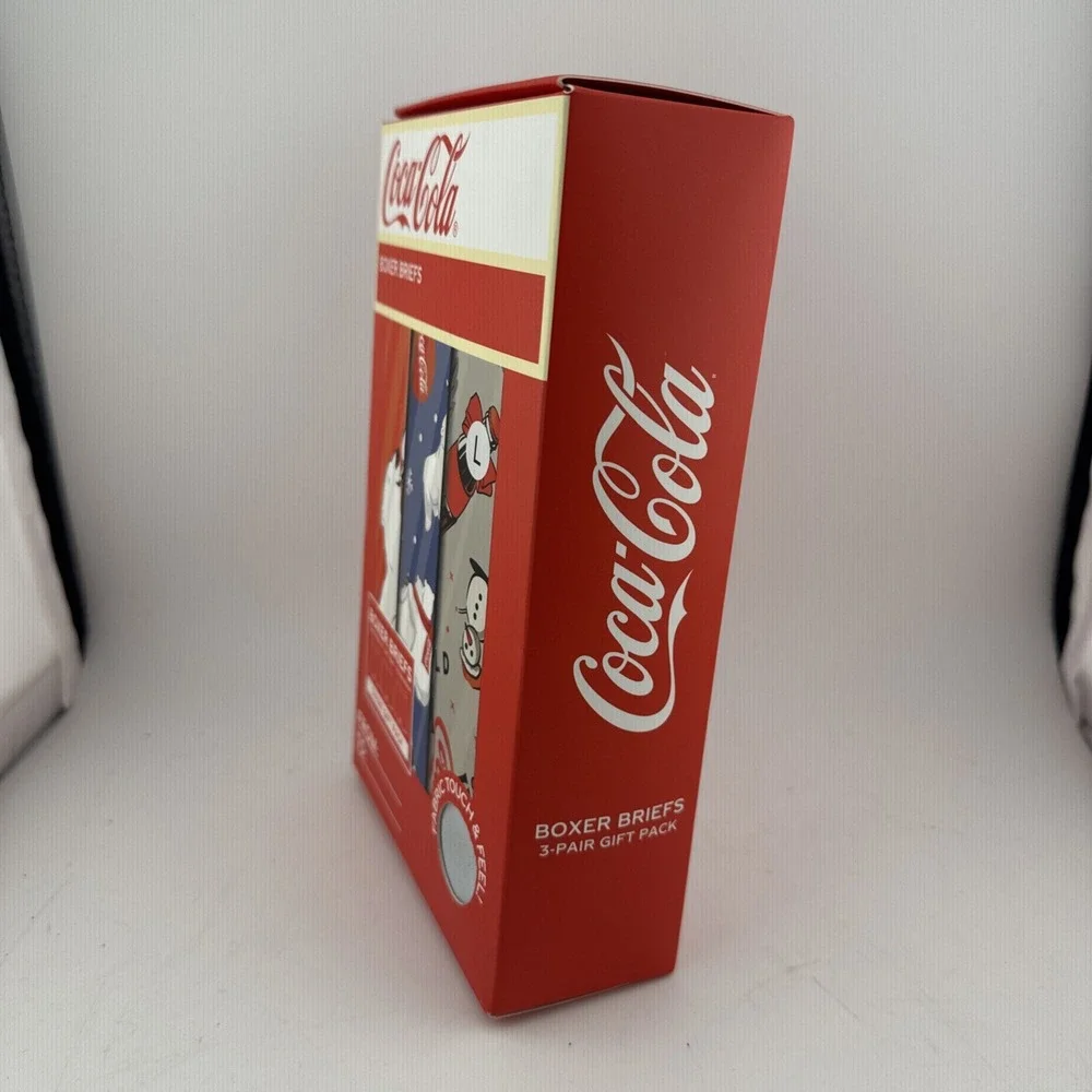 Coca-Cola Polar Bear Holiday Boxer Briefs 3-Pair Gift Pack Mens L Multicolor